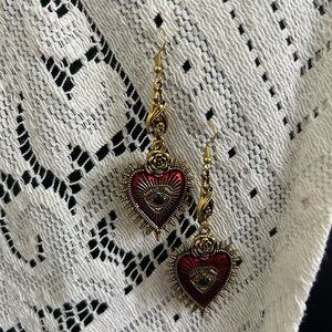 Gold + Red Gothic Earrings